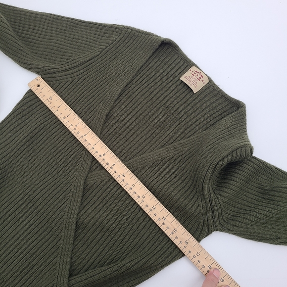 Retro Rib Knit Wrap Deep V-neck Cold Wrist Sweater - Picture 6 of 11